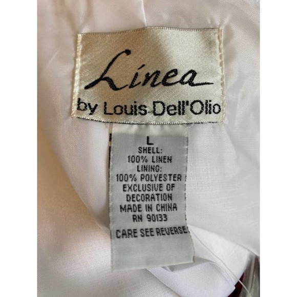 Linea by Louis Dell'Olio Linen Jacket Large 4 Button Embroidered Lined 3/4 Sleev - Picture 8 of 9